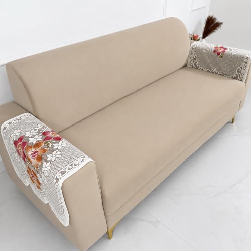 Image of Homerz Premium 'Surya Series' Sofa Cover | Stylish Sofa Protector | Net Fabric | Anti-Stain & Washable Slip Cover Exact Size Antislip (Exclusive Rust, 2 Pc Armrest, Armrest)