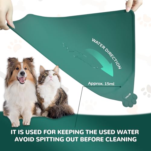 Waterproof Dog Feeding Mats with High Lips 55 x 38cm, Silicone Pet Mat, Non-Slip Dog Cat Food Water Mat for Floor Protection, Spill-Proof(GREEN) - Image 5