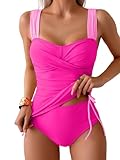 B2prity Tankini Swimsuits for Women Tummy Control Two Piece Bathing Suit High Waisted Wrap Swim Suit with Bottom Swimwear