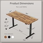 Agilestic Electric Standing Desk, 48 x 24 Inches Height Adjustable, Sit Stand Up for Work Office Home, Ergonomic Rising Computer Table With Memory Preset, Rustic Brown - Image 3