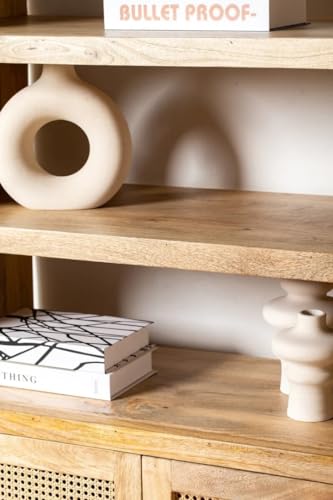 Image of Rattan Wooden Bookshelves Mango Wood