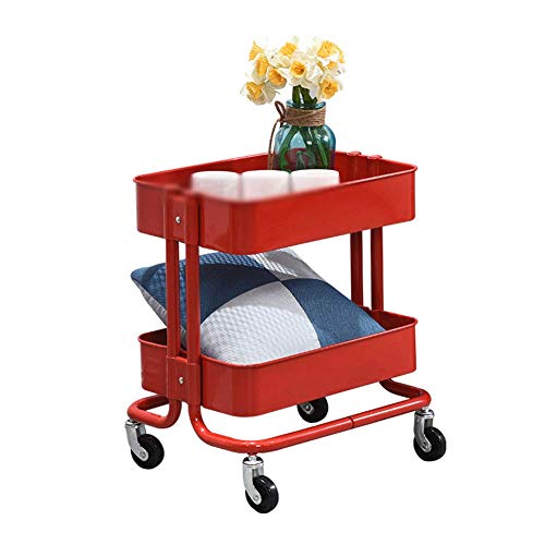 Carrito de Almacenamiento, Carrito de Servicio, Carrito de Cocina, Carrito de Isla, Carrito de 2 Niveles, Estructura de Metal, Ruedas universales, barandillas Protectoras, Carrito de almacen