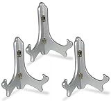 Silver Wood Easels Set of 3, 7 Inch Folding Display Stands for Plates, Photos, Books, Frames & Signs, Premium Silver Tabletop Holders for Retail Store, Trade Show, Craft Fair, Wedding & Home Decor