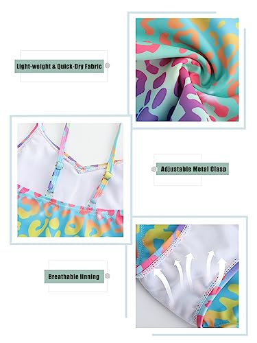 Image of Girls One Piece Swimsuits Hawaiian Floral Bathing Suit for Kids Adjustable Straps Swimwear 3-16 Years