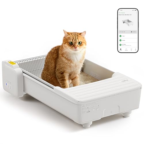 UBPET C31 Katzenklo Selbstreinigend,Offene Selbstreinigende Katzentoilette mit APP-Steuerung,Desodorierer,Doppeltes Rechenzahndesign,Große Fassungsvermögen,Automatisches Katzenklo für Mehrere Katzen