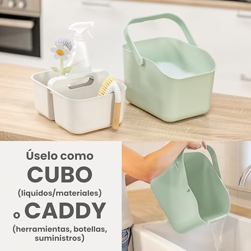 Vigar Zeroline Cubo Organizador, Multiusos Caddy Organizador con Asa, 3 Compartimentos Baño Organizadores y Almacenamiento para el Hogar, Turquesa, Gris - imagen 6