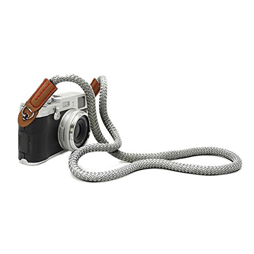 Mini Gaga Dorom Vintage Handmade Cotton Leather Camera Neck Strap For Leica Nikon Fuji Pentax Canon Panasonic Sony Long Silver #TOP5