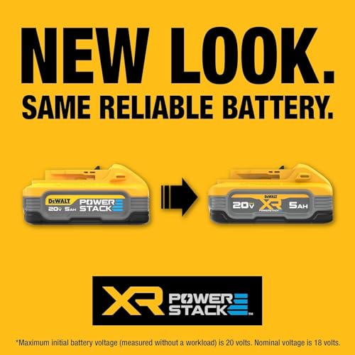 Image of DEWALT 20V MAX Battery, POWERSTACK, More Power More Compact, Rechargeable 5Ah Lithium Ion Battery (DCBP520) (Pack of 4)