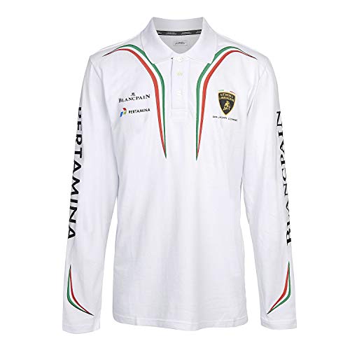 Automobili Lamborghini Sportscar Tricolore Polo à manches longues - Blanc - M