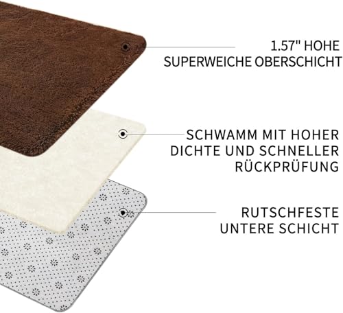 Sour Lemon Wohnzimmerteppiche, 60 x 120 cm, Grauer Läufer, Teppich für Schlafzimmer, waschbar, rutschfest, Flauschiger Teppich, zottelige