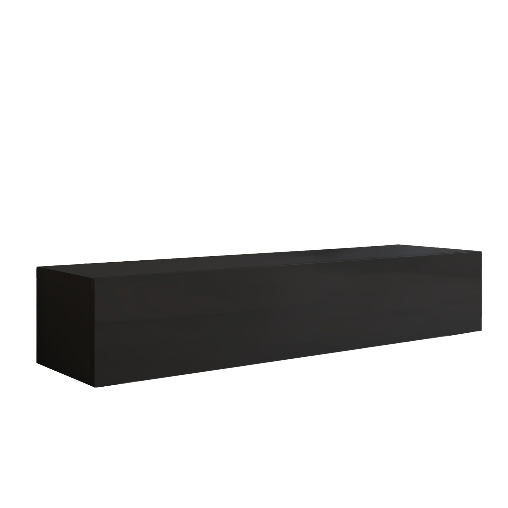 MB Muebles Bonitos, Meuble TV Mural Nora H2 pour Salon Moderne, Meuble Suspendu avec 1 Porte 3 Compartiments, Couleur Noir, 160x30x40 cm