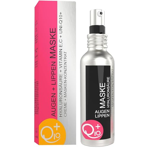 UNIQ10UE Augen Lippen Maske Vegan 100ml - mit Vitamin C, Hyaluronsäure, Q10 – Spendet langanhaltend Feuchtigkeit - Aufpolsterung, Glättung