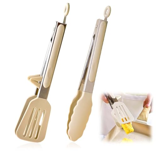 Pinza da Cucina Acciaio Inox,Pinza per Spaghetti,2 Pezzi Pinza Cucina Siliconee, Pinze Barbecue Antiscivolo in Acciaio Inox Pinze per Spaghetti, Pinze per Alimenti in Silicone per Friggitrice ad Aria
