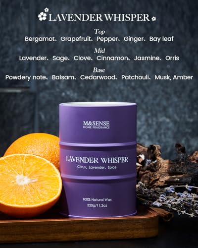 M&SENSE Lavender Soy Candles for Home Scented 11.3oz 70 Hour Long Burning, Luxury Aromatherapy Candle for Stress Relief Meditation Relaxing, Appreciation Gifts for Mom Teacher Friends