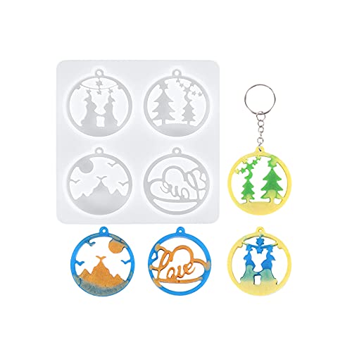 gulis Christmas Tree Resin Silicone Mold, Rabbit Resin Silicone Mold, Silicone Keychain Jewelry Pendant Earrings Resin Silicone Mold