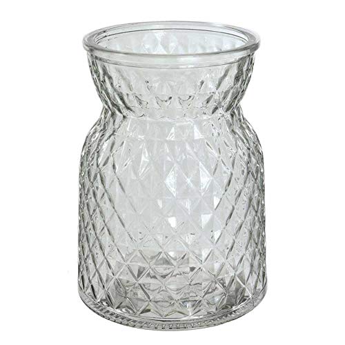 Textured Clear Glass Flower Bud Vase Jar Home Decoration Decor Ornament