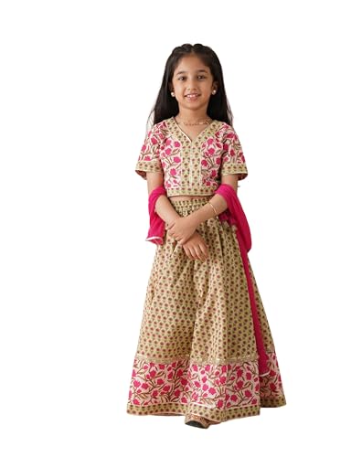 Image of Amazon Brand - Symbol Kids Girls Cotton Readymade Lehenga Choli Set (2 pcs) | Ethnic Wear
