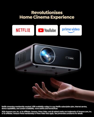 Image of [Built-in Apps /4K Support] Smart Outdoor Projector with WiFi and Bluetooth, Movie Projector, DoIby Audio with Dual Speaker, Auto Focus w / YouTube&PrimeVideo Proyector, Upgrad P62 Pro