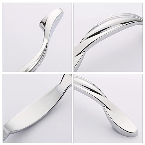 Image of Asidrama 10 Pack 3 Inch(76mm) Polished Chrome Kitchen Cabinet Handles, Cabinet Pulls Kitchen Cabinet Hardware for Cupboard Drawer Pulls