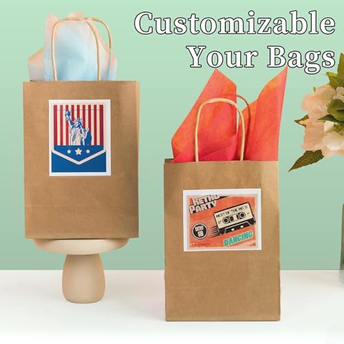 Image of RACETOP 100 Pack Brown Kraft Gift Paper Bags with Handles 8x4.5x10.8 in | Recycled Paper, Reinforced Handles, for Retail, Party, Shopping, Favors, Gift Bags, Gift Giving, Eco-Friendly