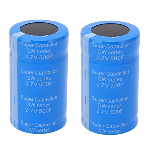 2 Uds. Condensador de Coche 2,7 V 500F Azul Protección contra Sobrevoltaje Ahorro de Energía para Audio de Coche Rectificador Capacitor Estabilizador de Voltaje Vehículo Almacenamiento Eléctrico