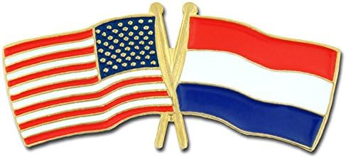 PinMart's USA and Netherlands Crossed Friendship Flag Enamel Lapel Pin image 4