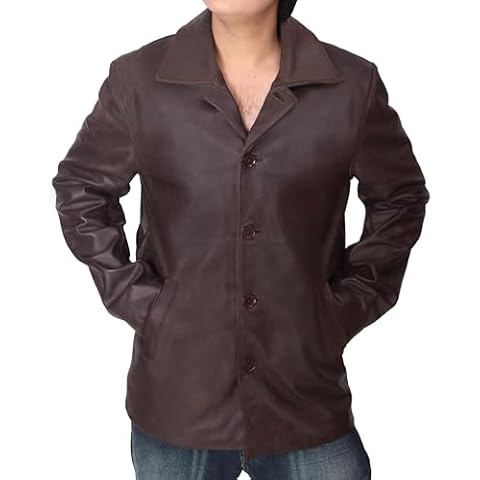 Brown Leather Jacket Men - Natural Distressed Leather Jackets for Men (US, Alpha, X-Small, Regular, Regular) Cover