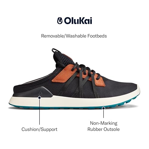 OluKai Manele Men's Golf Shoes, Spikeless Golf Shoes, Water & Stain-Resistant, Cushioned Midsole & Contoured Footbed, All-Day Comfort & Lightweight, Black/Dk Shadow, 9 by OluKai - Used condition - Image 6