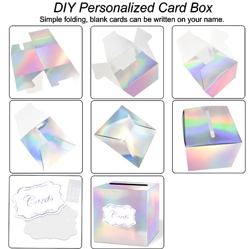 Caja de tarjetas láser WNINK de boda iridiscente para sobres y regalos en eventos 7