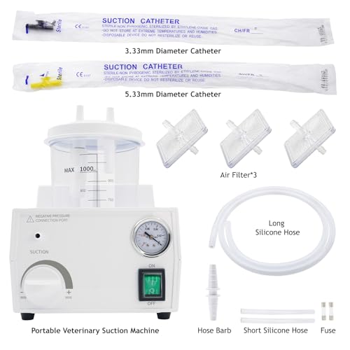 Image of Portable Veterinary Suction Machine for Home Use with 1000ml Capacity, 110V Electric Suction Machine with Adjustable Power, Low Noise