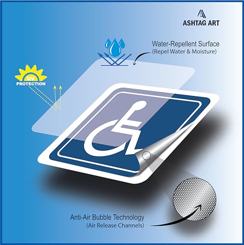 Premium Handicap ADA Complaint Signs [Pack of 6] - Vinyl Handicap Accessible Sticker Ideal for Wheelchair Person [3 x 3 Inches]