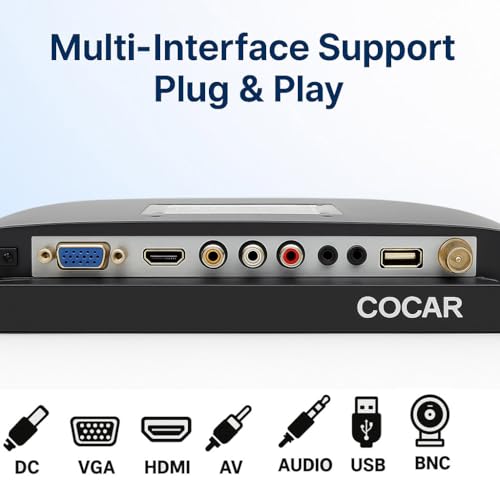 Image of Cocar CCTV Security Monitor, 17 inch BNC Monitor with VGA HDMI AV Built-in Speaker 4:3 HD Display LCD Screen Display with USB Media Player for Home Surveillance Camera STB PC