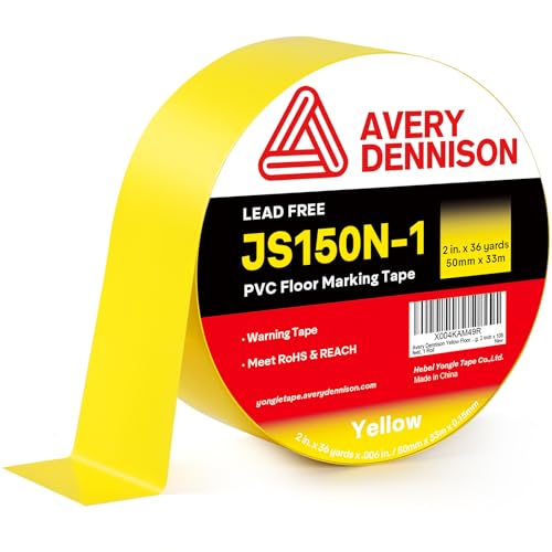 Avery Dennison Floor Marking Tape, 2 Inch x 108 Ft Yellow Caution Tape, 1 Rolls Heavy Duty Safety...