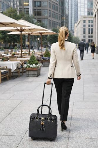 Image of JKM & Company Rolling Laptop Bag for Women | Designer Wheeled Briefcase | Fits 13-17 inch Laptops | Office Travel Computer Case