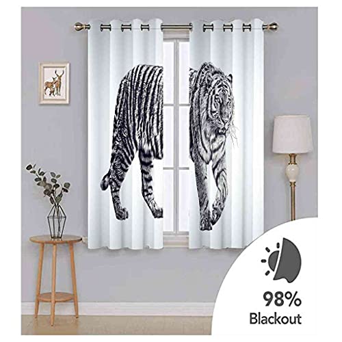 Rideau occultant enfant tigre noir et blanc 200x160 cm pour chambre - 6