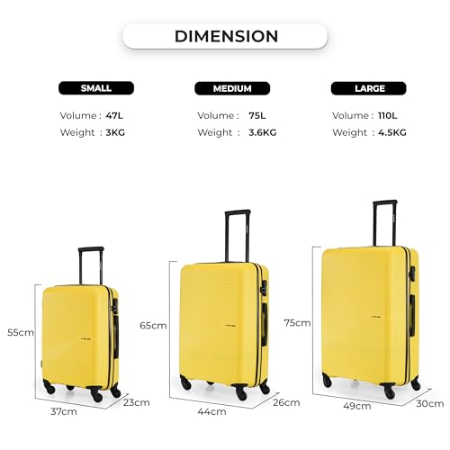 Image of Stony Brook by Nasher Miles Crescent Hard-Sided Polypropylene Check-in Luggage Yellow 28 inch |75cm Trolley Bag