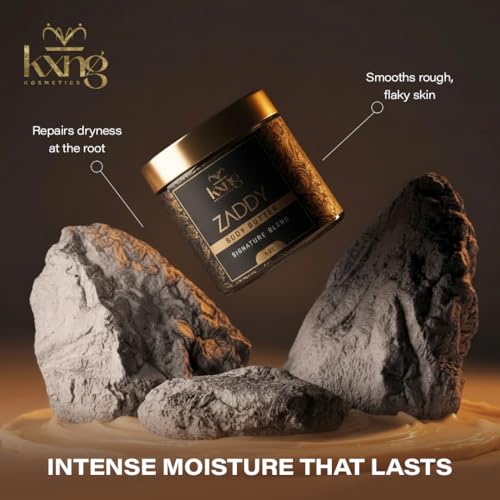 Image of KXNG Cosmetics Organic Shea Body Butter Cream - 4oz | Mens Body Butter for Black Men & Women with Shea, Cocoa, Mango & Coconut Oil | Moisturizing Cream for Hands, Feet & Skin - Zaddy