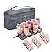 Sonew Heated Roller, 10 Piece Hair Curler Set, Classic Hair Tool for Short Hair and Long Hair, Upgrade, ABS High Temperature Resistance Material, Fast Heat, Rechargeable, Includes Bag, Pink