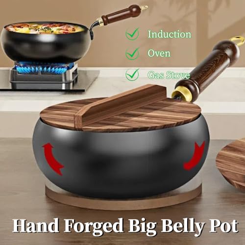 Wok de Hierro Forjado a Mano con Tapa 9.45 Pulgadas miniatura 5