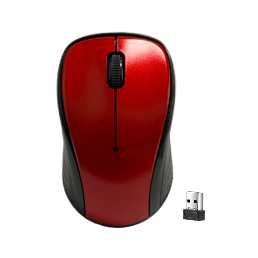 2.4G Desktop and Laptop Wireless Mouse, ergonomic for Lenovo Dell HP Samsung and other well-known brands of laptops and desktop computers. (Red)