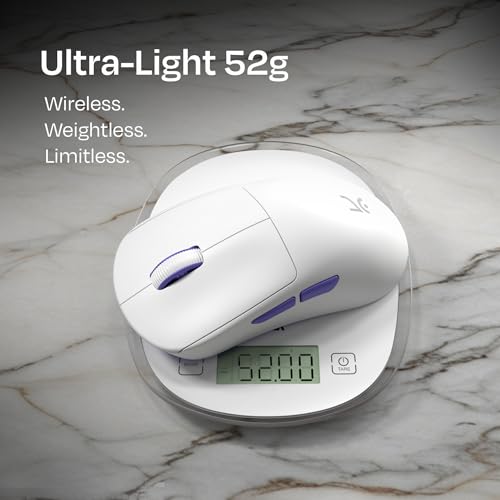 Image of Kreo Anzu 52g Ultralight Ergonomic Wireless Gaming Mouse for PC, Rechargeable Mouse Wireless with 50+Hours Battery Life, High End 80M Huano Switches, 12000DPI (White)