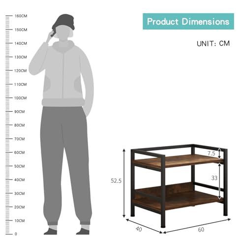 Image of HOME CUBE 2-Tier Metal Storage Shelf with Wooden Shelves, Kitchen Countertop Organizer Rack, Microwave Stand, Standing Shelf Units, Multipurpose Storage Rack for Living Room, Office, Garage, Shops