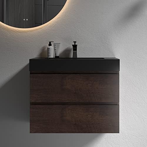 BLUHOUZZ Alice 30 Inch Bathroom Vanity with Sink, Large Storage Wall Mounted Floating Bathroom Vanity for Modern Bathroom, One-Piece Sink Basin Minimalist Bathroom Sink Cabinet