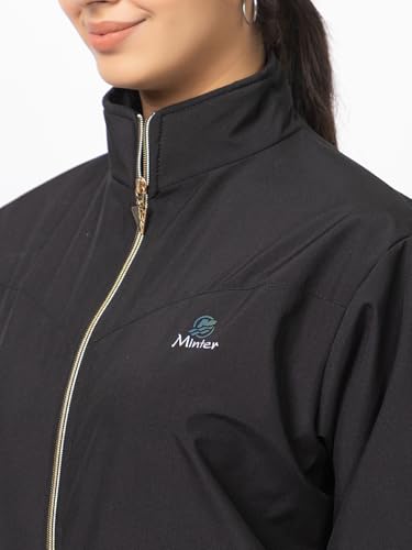 Image of Minter Full Sleeve Regular Fit Stylish Zippered with Pockets Solid Windcheater for Women