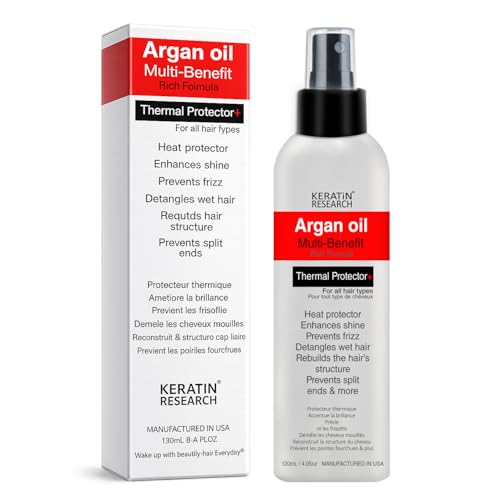 Thermal Hair Protector Spray - Enhances Shine, Eliminates Frizz, Detangles, Prevents Split Ends, Replenishes Nutrients, Heat Activated for Styling