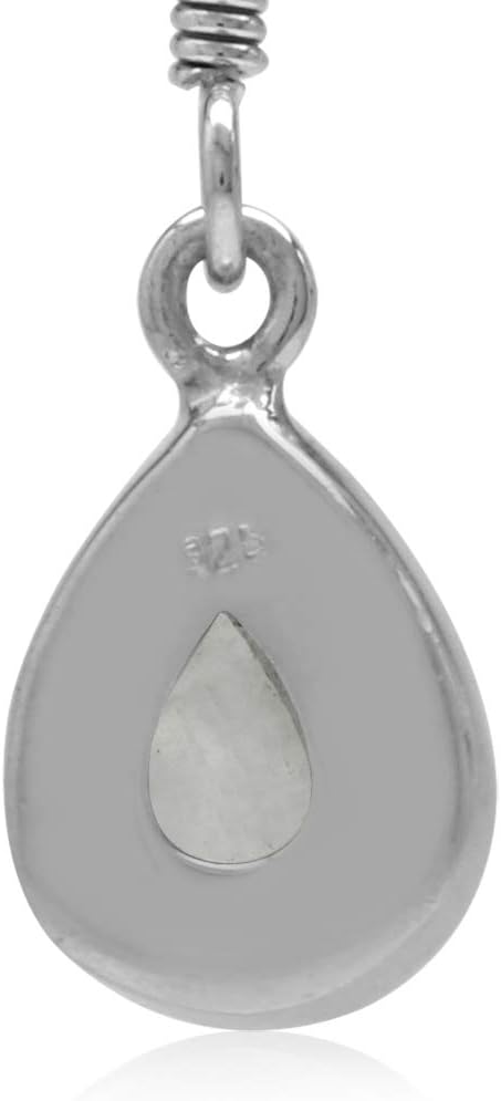 Silvershake 8X6mm Pear Shape Cabochon Gemstone White Gold Plated or Yellow Gold Plated 925 Sterling Silver Business Attire Drop Dangle Hook Earrings Jewelry for Women