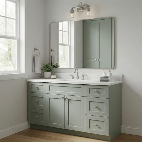 Image of Quoizel Nicholas 15 inch Vanity Light, Brushed Nickel, Clear Glass | 2-Light, Dimmable, Reversible Mounting, ETL Damp Rated