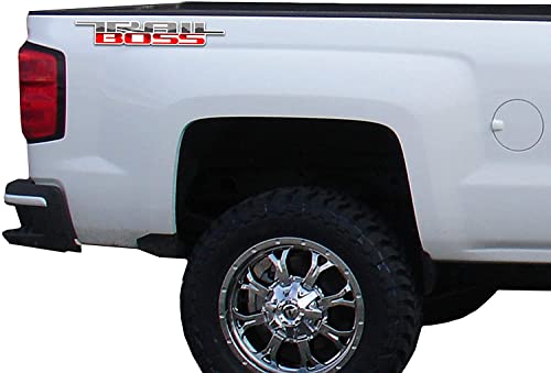 Image of SSDD CH-Trail 2pcs 2019-2021 Trail Boss Emblems 3D Badge Side Nameplate Decal Replacement for Chevy Silverado 1500 HD 2500 HD (Black /Red)