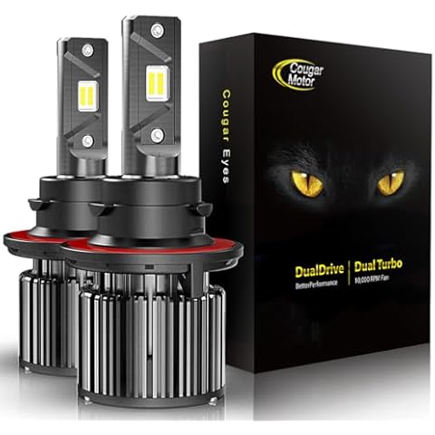 Cougar Motor H13 Bulbs, 9008 Light Bulb K16 Series 6000K White Driving Light Bulbs IP67 Waterproof H13 Fog Light or Off-Road - Pack of 2 Cover