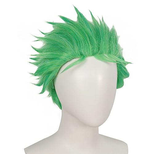 Joneting+{ Wig Cap) Short Green Wig For Anime Cospaly Staight Synthetic Wig For Party Green Wig For Boys Peluca Verde For Men Chrismas Cospaly Wig For Halloween #TOP3